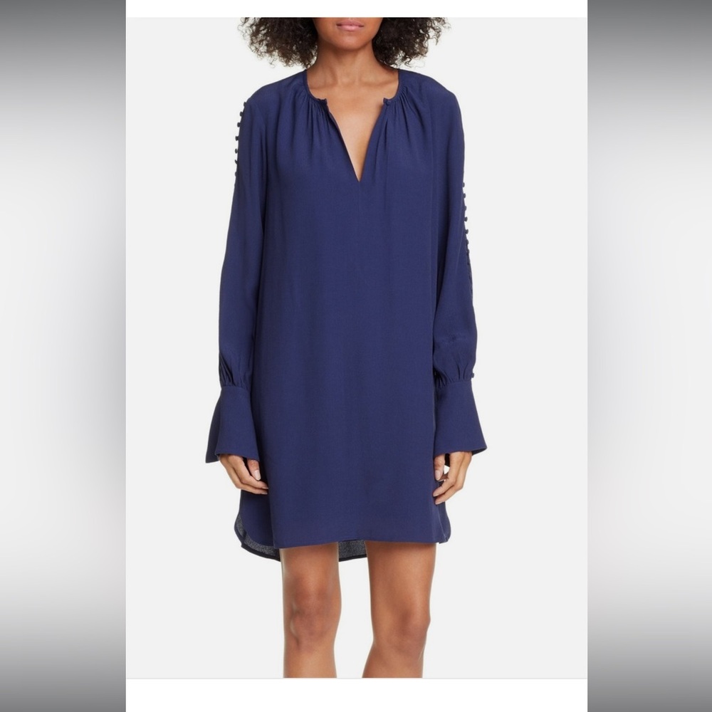 Joie Midnight Navy Blue Dress Erlene Long Sleeve Shift Dress XS work office